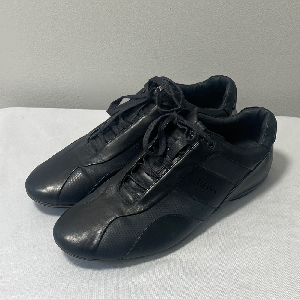 Men’s Hugo Boss AMG MB FI Leather Driving Shoes size 45 (12) Black/Blue